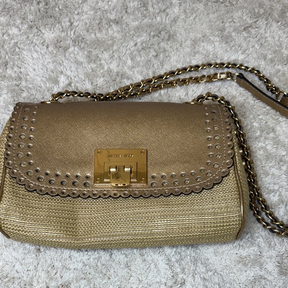NWOT Michael Kors Gold and Tan Shoulder Bag - Picture 2 of 15
